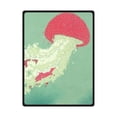 thumbnail image 1 of CADecor Jellyfish Red Green Mushroom Art Painting Fleece Blanket Throws 58x80 inches, 1 of 3