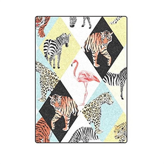 CADecor Jungle Zebra, Pink Flamingo, Tiger, Lion Throw Blanket Bed Sofa Blanket 58x80 inches
