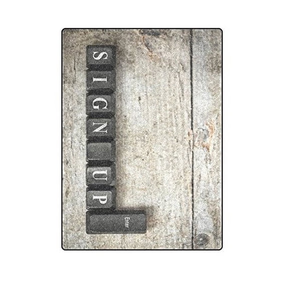 CADecor Keys on a Wooden Table with the Words Sign Up Throw Blanket Bed Sofa Blanket 58x80 inches