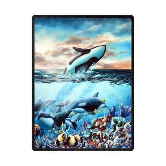 CADecor Killer Whale Fleece Blanket Throw Blanket 58x80 inches