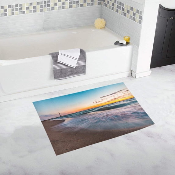 CADecor Lake Huron Waves Flowing Onto Shore Of Beach Non-Slip Bath Mat Rug Bath Doormat Floor Rug 30x18 inches