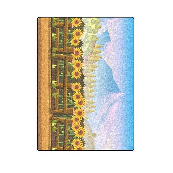 CADecor Landscape with Sunflowers Throw Blanket Bed Sofa Blanket 58x80 inches
