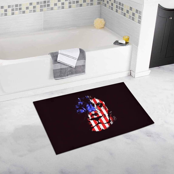 CADecor Lion Head with USA Flag Grunge Bath Rug Bathroom Mat Doormat 30x18 inches