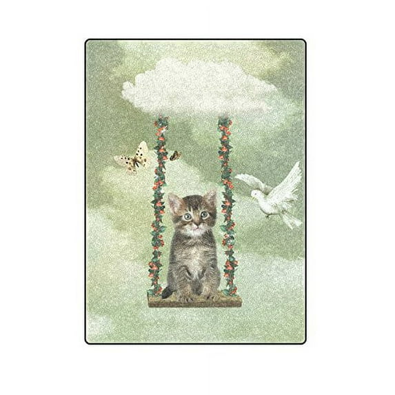 CADecor Little Cat In A Hammock Hanging By A Cloud Blanket Throw Super Soft Warm Bed or Couch Blanket 58x80 inches