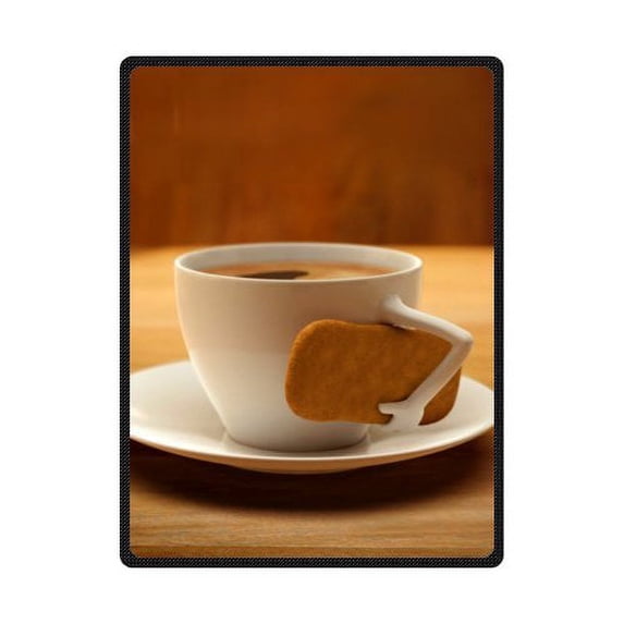CADecor Lovely Cup Handle With Cookies Fleece Blanket Throws 58x80 inches