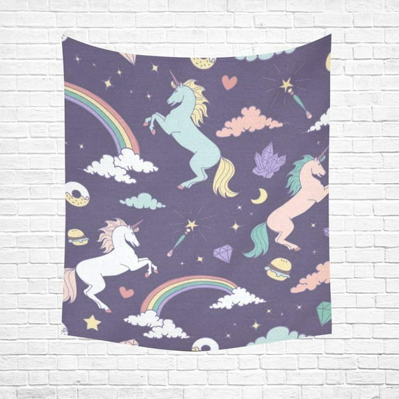 CADecor Magic Seamless Pattern With Unicorn Home Decor Tapestry Wall Art Wall Tapestry 51x60 Inches