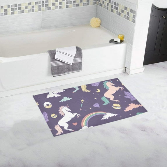 CADecor Magic Seamless Pattern With Unicorn Rainbow Doormat Non Slip Bathroom/Floor Mats Bath Rug 30x18 inches