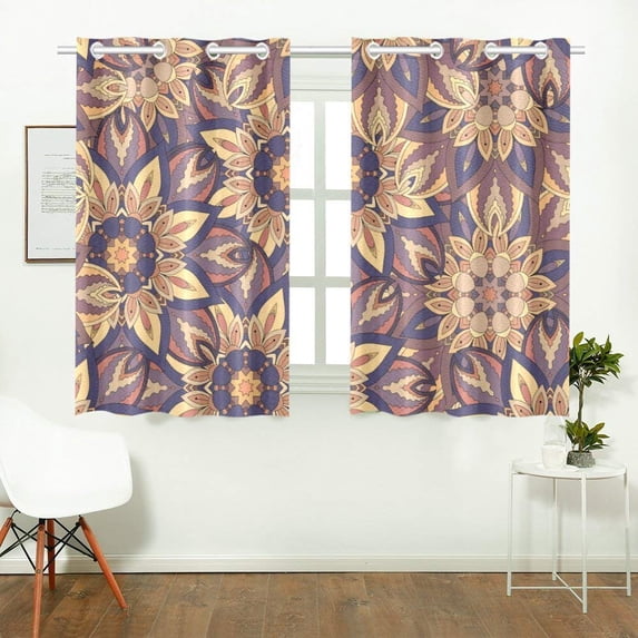 CADecor Mandala Window Treatment Panel Curtains Window Curtain Kitchen Curtain,Two Piece 26x39 Inches