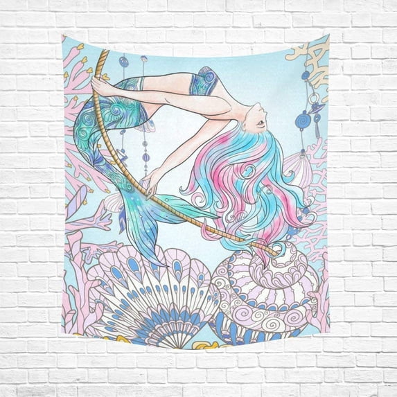 CADecor Mermaid In Underwater World Home Decor Tapestry Wall Art Wall Tapestry 60x90 Inches