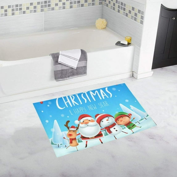 CADecor Merry Christmas!Santa Claus, Snowman Non-Slip Bath Mat Rug Bath Doormat Floor Rug 30x18 inches