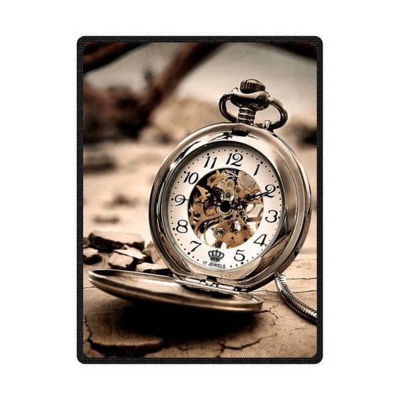 CADecor Mood Ancient Pocket Watch Stone Fleece Blanket Throws 58x80 inches