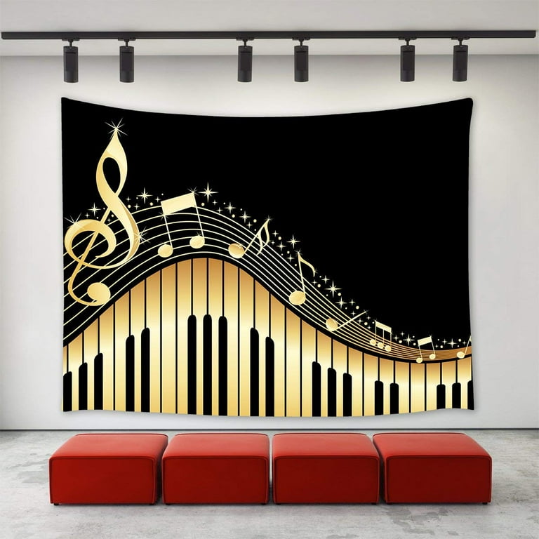 CADecor Music Decor Tapestry Abstract Music Illustration Flying Music Notes and Piano Wall Tapestry Home Decoration Wall Decor for Decor 60x80 inch Walmart