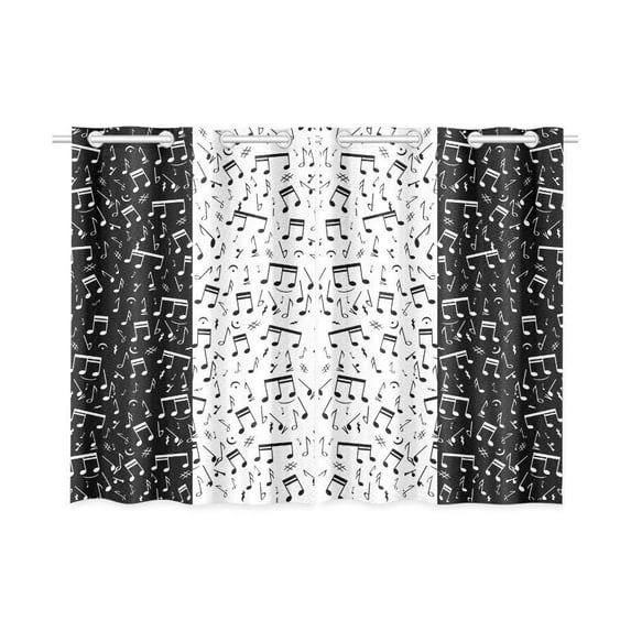 CADecor Music Notes Window Curtain Window Treatments Kitchen Curtains 26x39 inches, 2 Pieces
