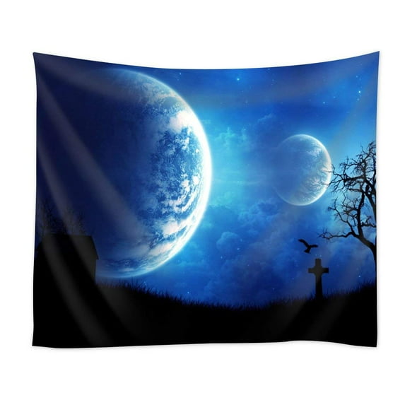 CADecor Mystery Night Blue Moon Home Decor Wall Hanging Tapestry 60x80 Inch