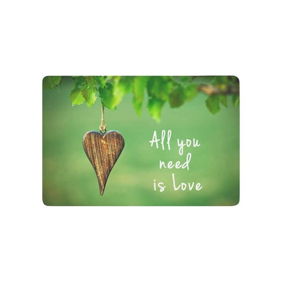 CADecor Nature Inspirational Quote Door Mat Home Decor, All You Need Is Love Indoor Outdoor Entrance Doormat 23.6x15.7 Inches