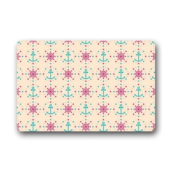 CADecor Nautical Chevron Anchor Pattern Doormat Mat 23.6x15.7 inches