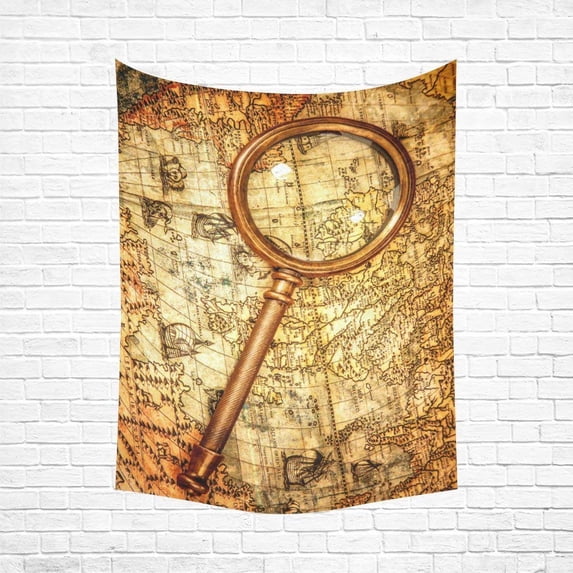 CADecor Navigation Voyage Adventure World Map Magnifier Tapestry Wall Decor Living Room Art 60x80 inches