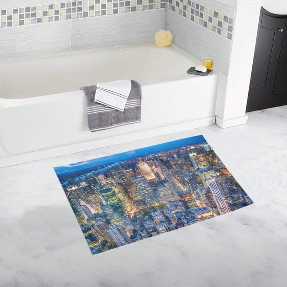 CADecor New York City Skyline Urban Skyscraper Non-Slip Bath Mat Rug Bath Doormat Floor Rug 30x18 inches