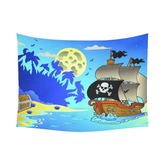 CADecor Night Seascape With Pirate Ship Wall Hanging Tapestry 60x80 inchesch Bedroom Home Decor