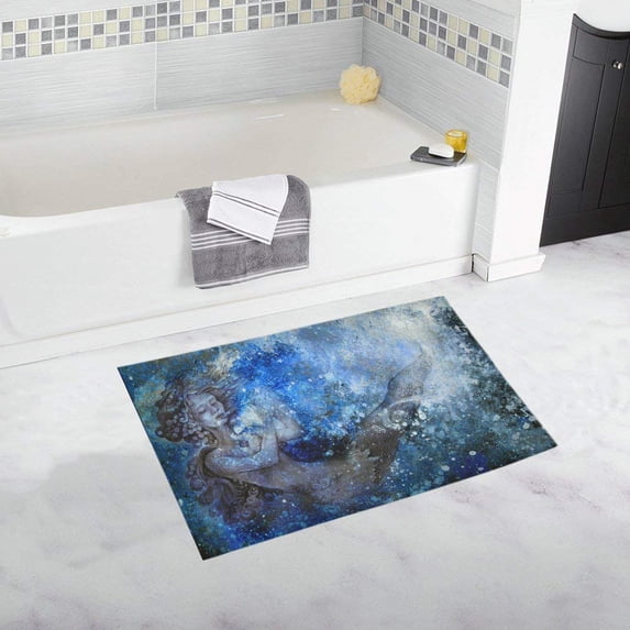 CADecor Ocean Mermaid Plying Flute Non-Slip Bath Mat Rug Bath Doormat Floor Rug 30x18 inches