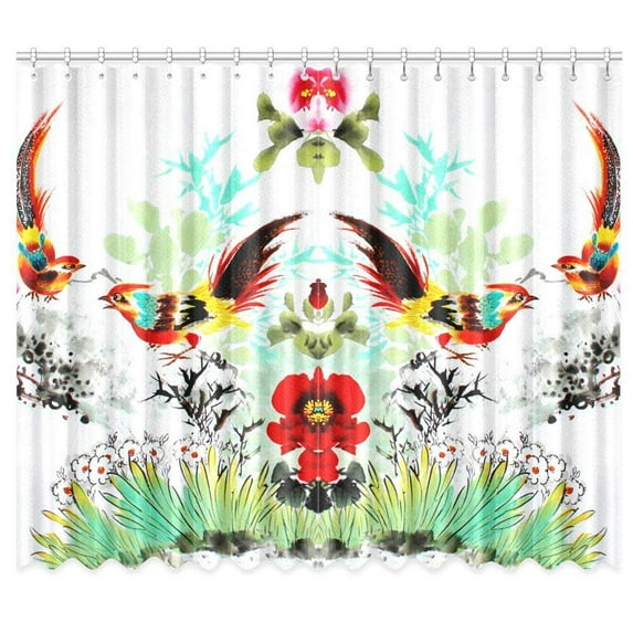 CADecor Painting Hummingbird Window Curtain Window Treatments Kitchen Curtains 26x39 inches, 2 Pieces