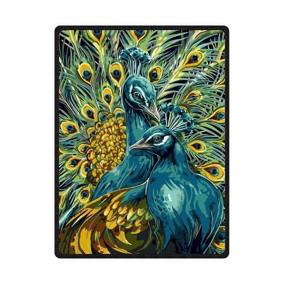 CADecor Peacock Fleece Blanket Throw Blanket 58x80 inches