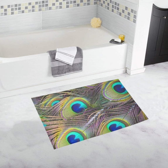 CADecor Peacock Non-Slip Bath Mat Rug Bath Doormat Floor Rug 30x18 inches