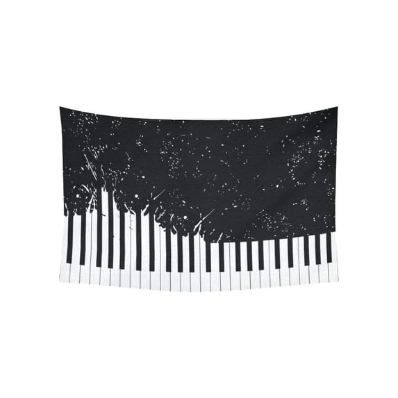 CADecor Piano Keyboard on Black Background Wall Hanging Dorm Art Tapestry Home Decor 40x60 inches