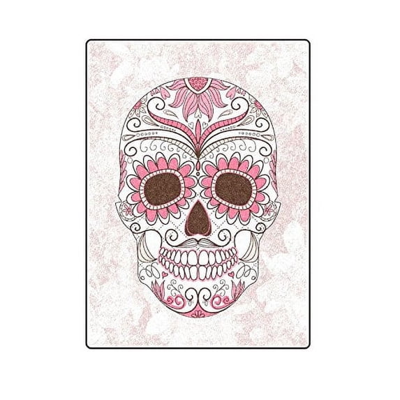CADecor Pink Sugar Skull Throw Blanket Bed Sofa Blanket 58x80 inches