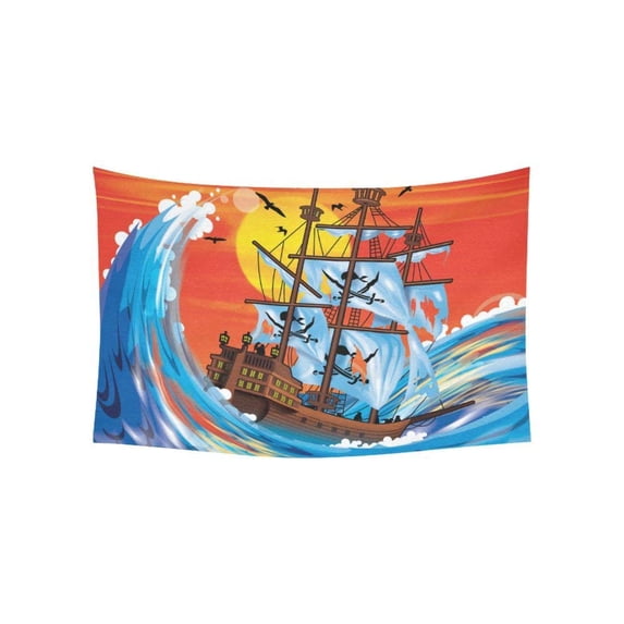 CADecor Pirate Ship On The Ocean Wall Hanging Tapestry 40x60 inches Bedroom Home Decor