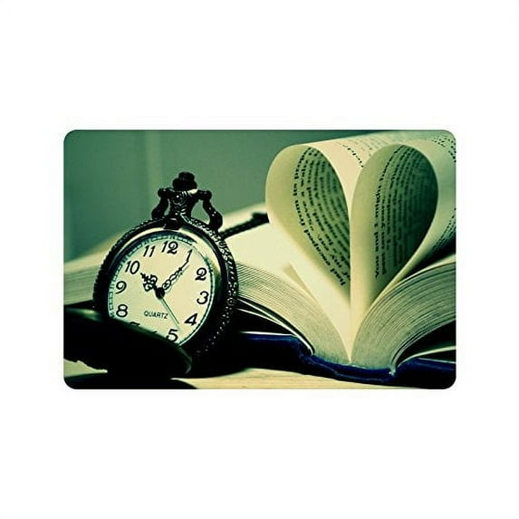 CADecor Pocket Watch With Books Indoor/Outdoor Doormat 23.6x15.7 inches