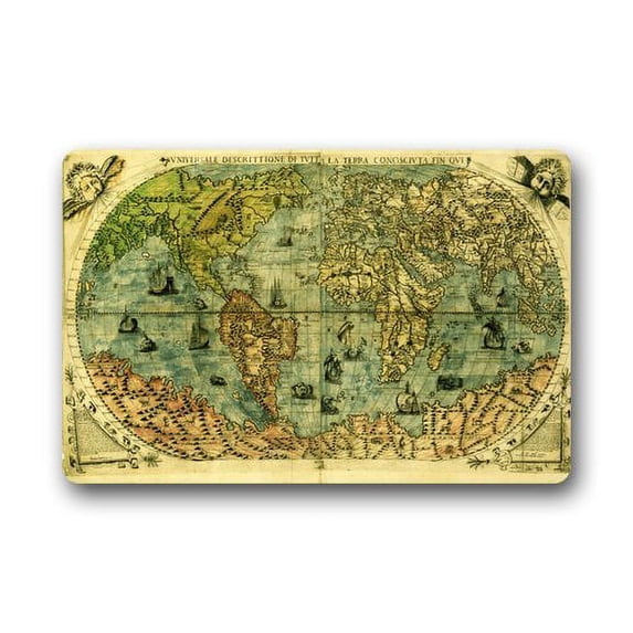 CADecor Print World Map Brown Doormat Mat 23.6x15.7 inches