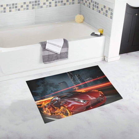 CADecor Race On The Night Streets Non-Slip Bath Mat Rug Bath Doormat Floor Rug 30x18 inches