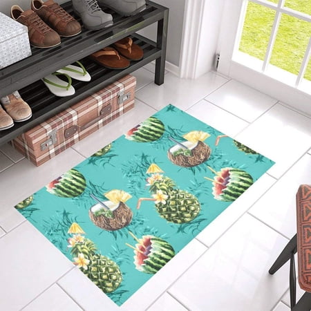 CADecor Realistic Fruit Pineapple Coconut And Watermelon Non-Slip Bath Mat Rug Bath Doormat Floor Rug 30x18 inches