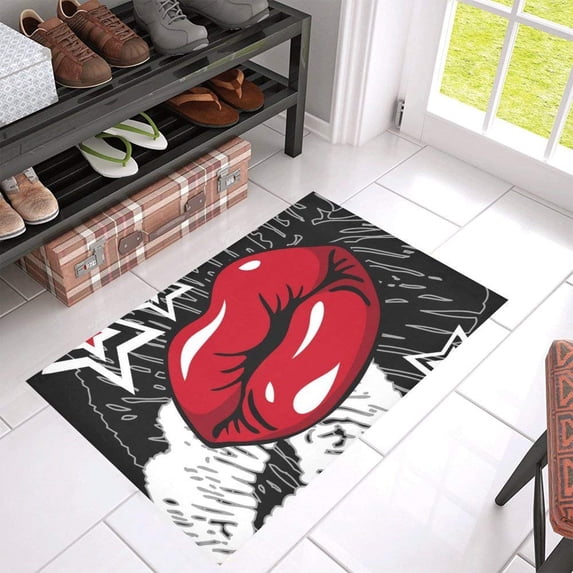 CADecor Red Pop Art Kiss Non-Slip Bath Mat Rug Bath Doormat Floor Rug 30x18 inches
