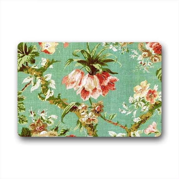 CADecor Retro Flower Doormat Indoor Outdoor Floor Rug 30x18 inches