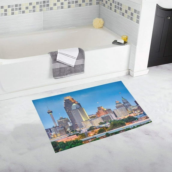 CADecor San Antonio Texas Usa Skyline Non-Slip Bath Mat Rug Bath Doormat Floor Rug 30x18 inches
