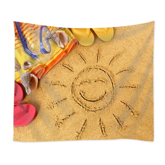 CADecor Sand Beach Sun Smile Flip Flop Home Decor Wall Hanging Tapestry 51x60 Inch
