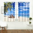 thumbnail image 1 of CADecor Sea Beach Ocean View Window Treatment Panel Curtains Window Curtain Kitchen Curtain,Two Piece 26x39 Inches, 1 of 4