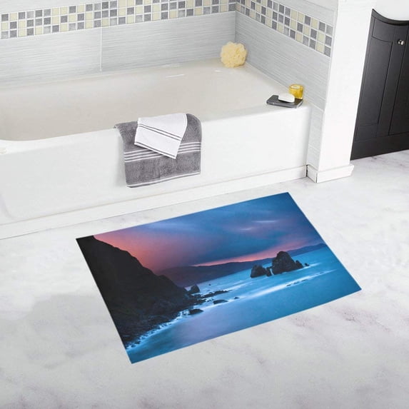 CADecor Sea Rocky Shore Non-Slip Bath Mat Rug Bath Doormat Floor Rug 30x18 inches