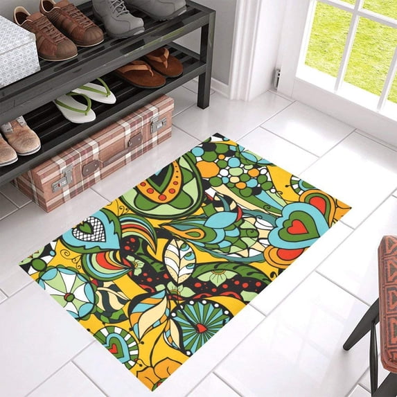 CADecor Seamless Abstract Floral Pattern Non-Slip Bath Mat Rug Bath Doormat Floor Rug 30x18 inches