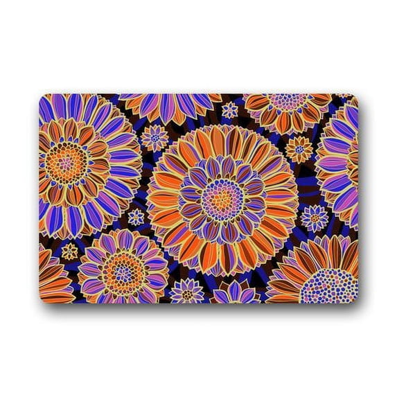 CADecor Seamless Pattern Of Flowers Doormat Mat 23.6x15.7 inches