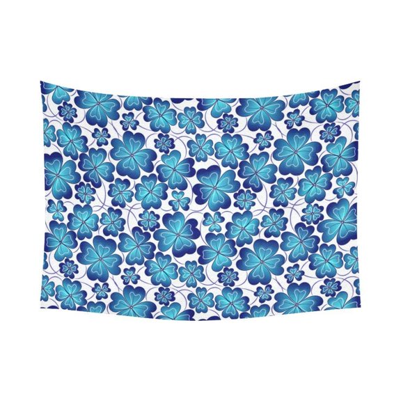 CADecor Seamless Pattern Of Meadow Clover Blue Leaves Wall Hanging Tapestry 60x80 inchesch Bedroom Home Decor