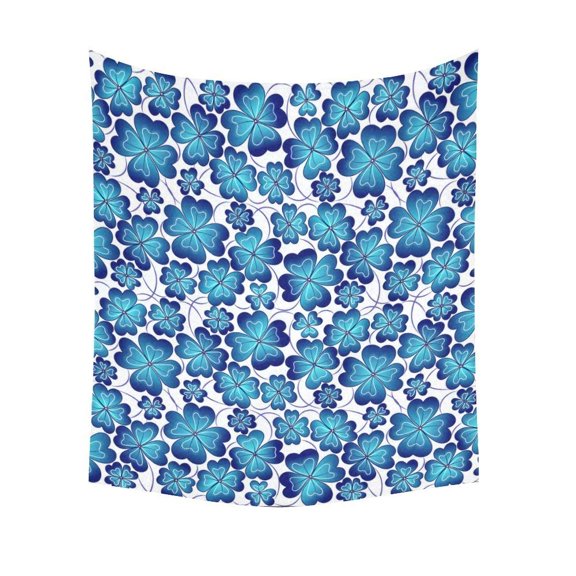CADecor Seamless Pattern Of Meadow Clover Blue Leaves Wall Tapestry Hanging 51x60 inchesch Custom Bedroom Home Decor