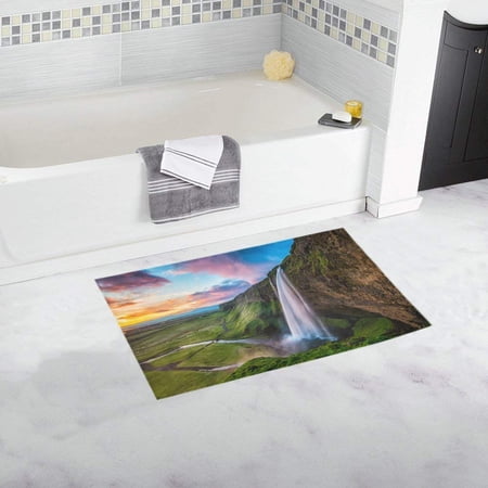 CADecor Seljalandsfoss Waterfall Doormat Non Slip Bathroom/Floor Mats Bath Rug 30x18 inches