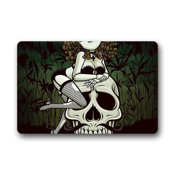 CADecor Skull Doormat Indoor Outdoor Floor Rug 30x18 inches