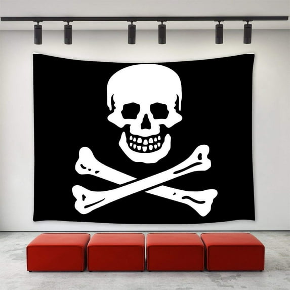 CADecor Skull Tapestry Wall Hanging Cool Horrible Black and White Pirate Skull Wall Art Home Decoration Wall Tapestries for Bedroom Living Room College Dorm Decor 60x90 inch