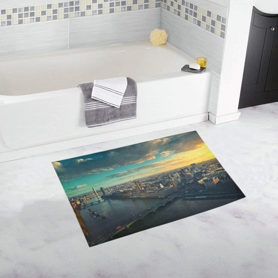 CADecor Skyline Of London Non-Slip Bath Mat Rug Bath Doormat Floor Rug 30x18 inches