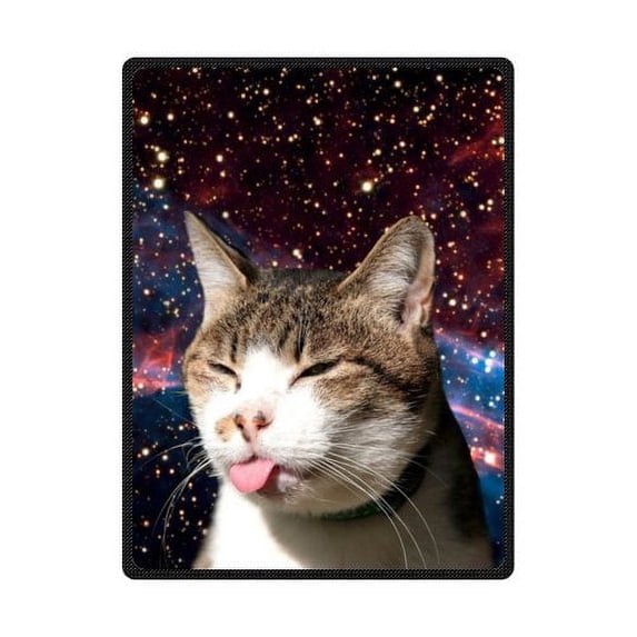 CADecor Space Cat Fleece Blanket Throw Blanket 58x80 inches