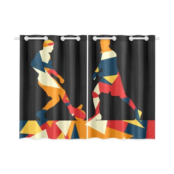 CADecor Sports Window Kitchen Curtain, Cool Soccer Player Window Treatment Panel Curtains,26x39 inches,Set of 2